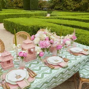 Best Pink & Green Pagoda Dinner & Starter Plates (Set Of 8) Crockery Sets