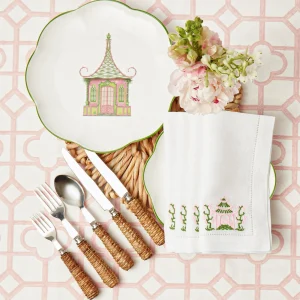 Flash Sale Pink & Green Pagoda Dinner Plate (Set Of 4) Crockery Sets