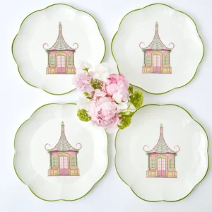 Flash Sale Pink & Green Pagoda Dinner Plate (Set Of 4) Crockery Sets