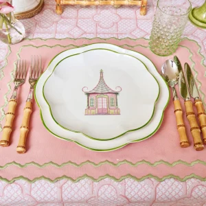 Store Pink & Green Pagoda Starter Plate (Set Of 4) Starter Plates