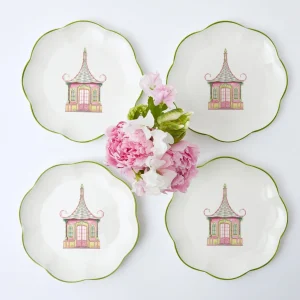 Store Pink & Green Pagoda Starter Plate (Set Of 4) Starter Plates