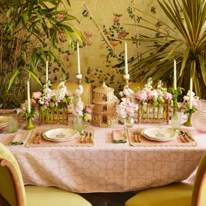 Best Sale Pink Bamboo Trellis Tablecloth Tablecloths