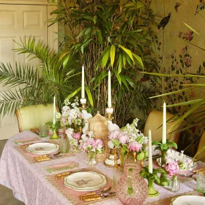 Best Sale Pink Bamboo Trellis Tablecloth Tablecloths