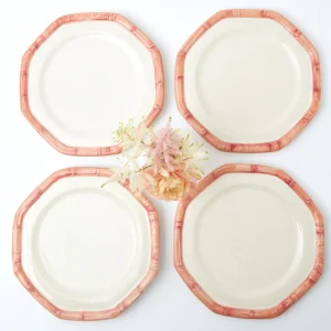 New Pink Geometric Bamboo Dinner Plate (Set Of 4) Crockery Sets