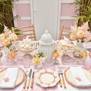 New Pink Geometric Bamboo Dinner Plate (Set Of 4) Crockery Sets