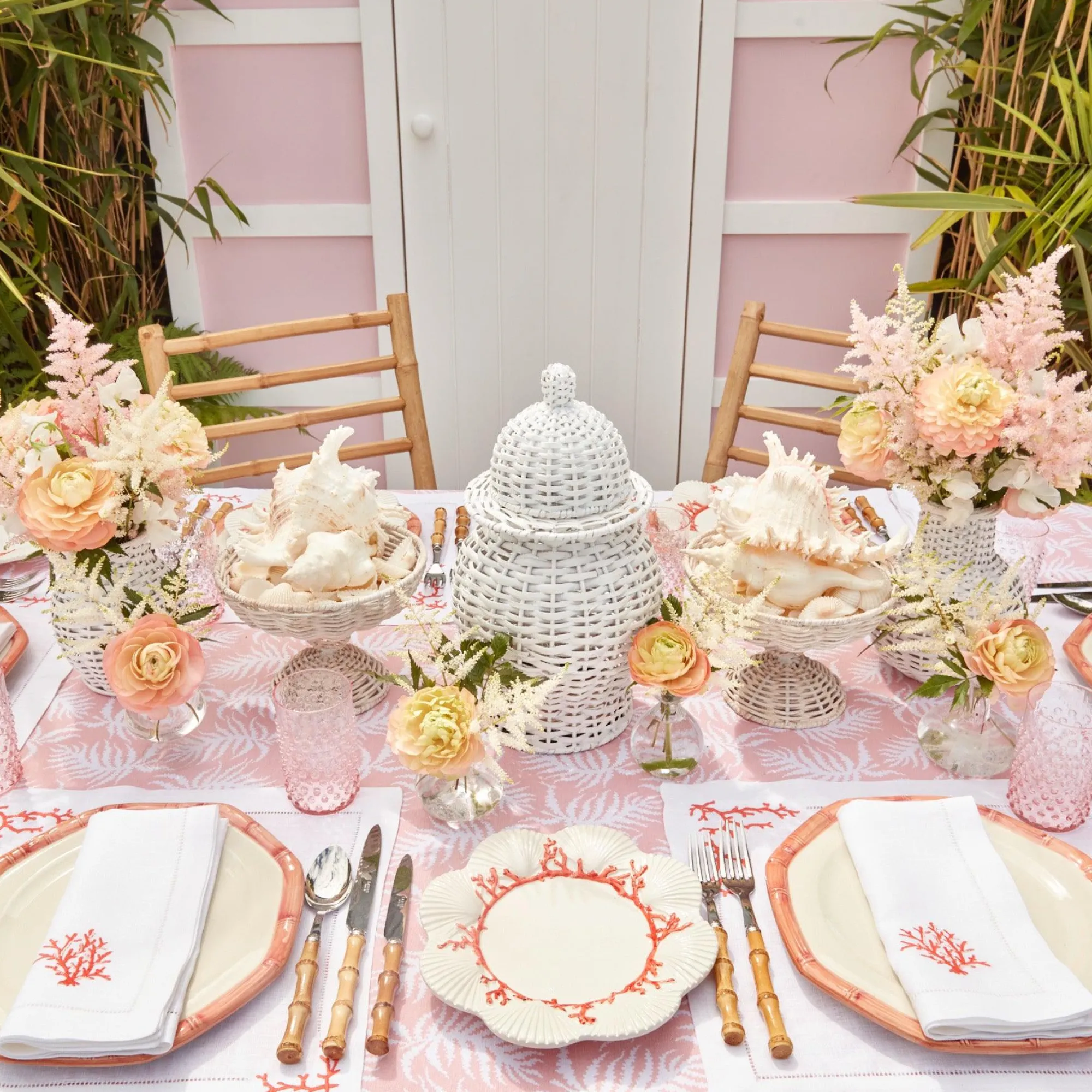 pink_geometric_bamboo_din_11.webp Clearance Pink Geometric Bamboo Dinner Plate (Set Of 4) Bamboo Crockery