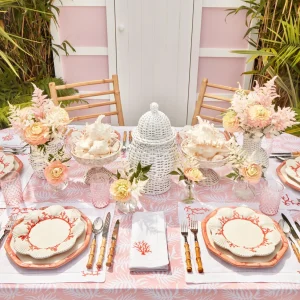 New Pink Geometric Bamboo Dinner Plate (Set Of 4) Crockery Sets