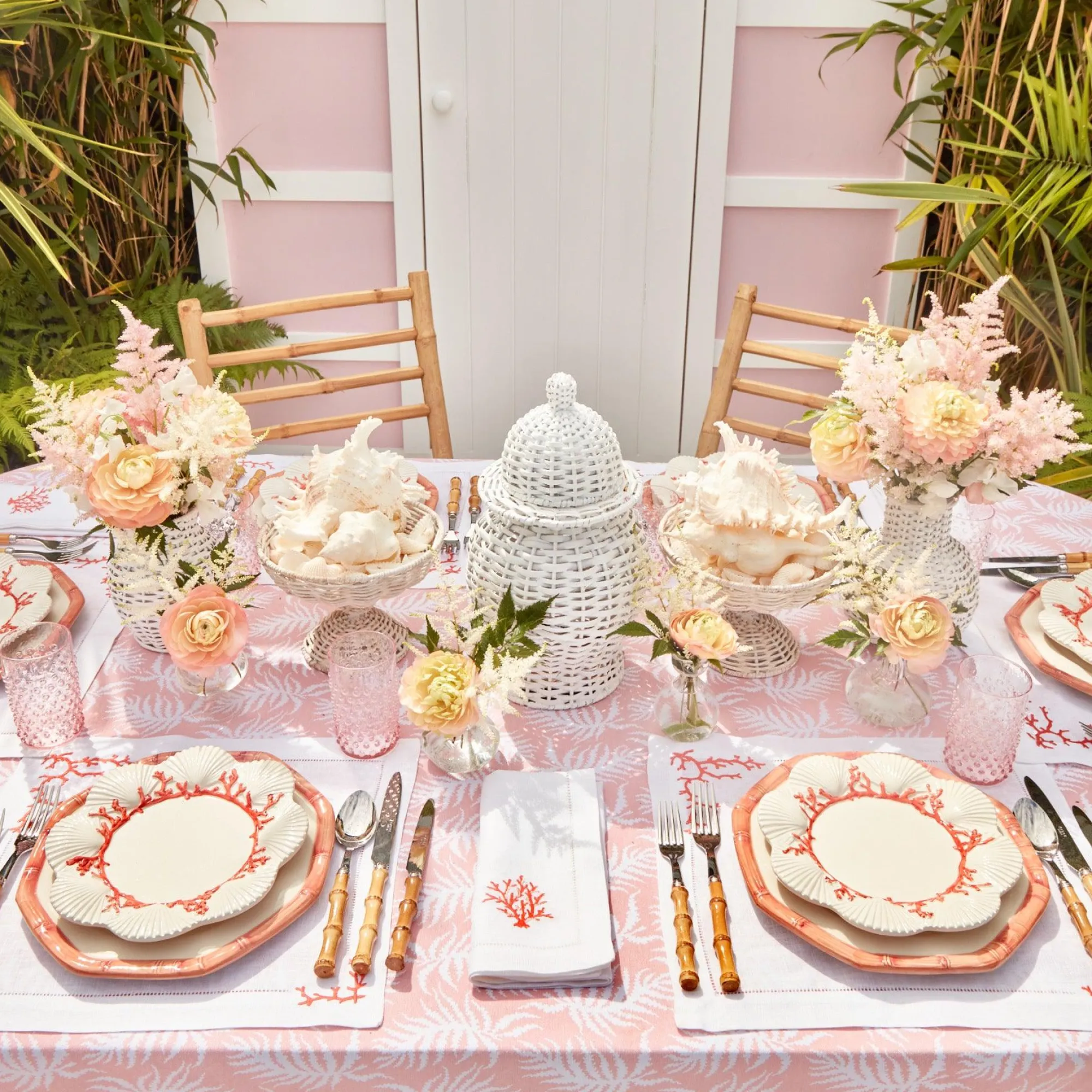 pink_geometric_bamboo_din_19.webp Clearance Pink Geometric Bamboo Dinner Plate (Set Of 4) Bamboo Crockery