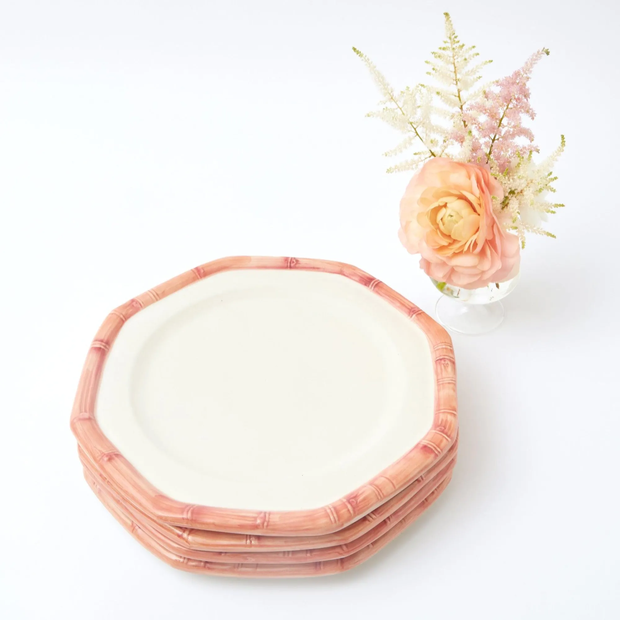 pink_geometric_bamboo_din_20.webp Clearance Pink Geometric Bamboo Dinner Plate (Set Of 4) Bamboo Crockery