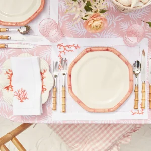 Best Sale Pink Geometric Bamboo Dinner Plate (Set Of 4) Dinner Plates