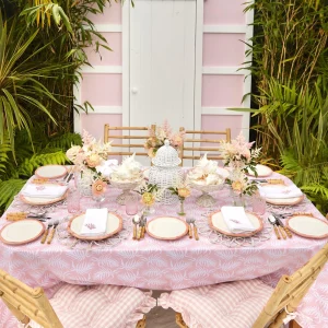 Clearance Pink Geometric Bamboo Dinner Plate (Set Of 4) Bamboo Crockery