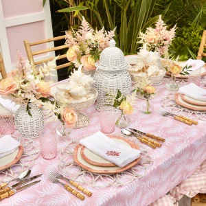 Best Sale Pink Geometric Bamboo Starter Plate (Set Of 4) Starter Plates