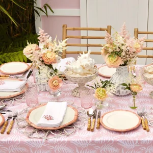 Outlet Pink Geometric Bamboo Starter Plate (Set Of 4) Bamboo Crockery