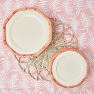 Best Sale Pink Geometric Bamboo Starter Plate (Set Of 4) Starter Plates