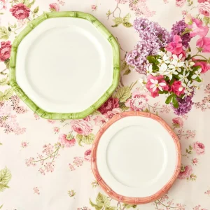 Outlet Pink Geometric Bamboo Starter Plate (Set Of 4) Bamboo Crockery