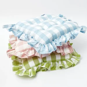 Shop Pink Gingham Ruffle Seat Pad Cushion Cushions