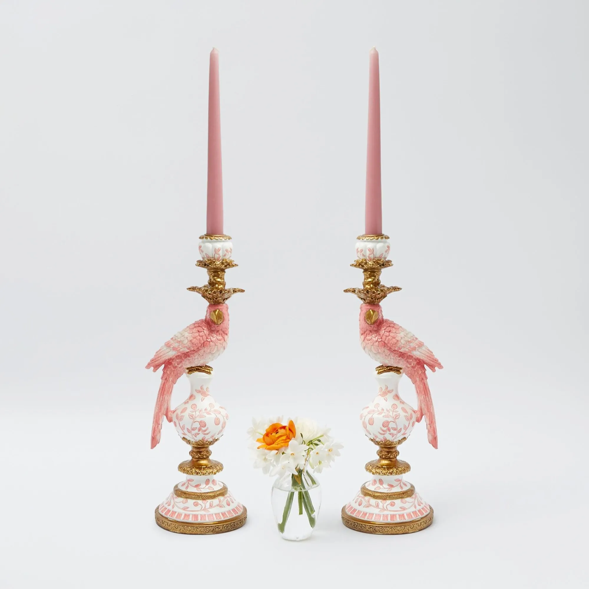 pink_parrot_candle_holder_5.webp Discount Pink Parrot Candle Holder (Pair) Candle Holders