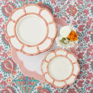 Cheap Pink Petal Bamboo Dinner & Starter Plates (Set Of 8) Bamboo Crockery