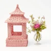 Cheap Pink Rattan Pagoda Lantern Candle Holders