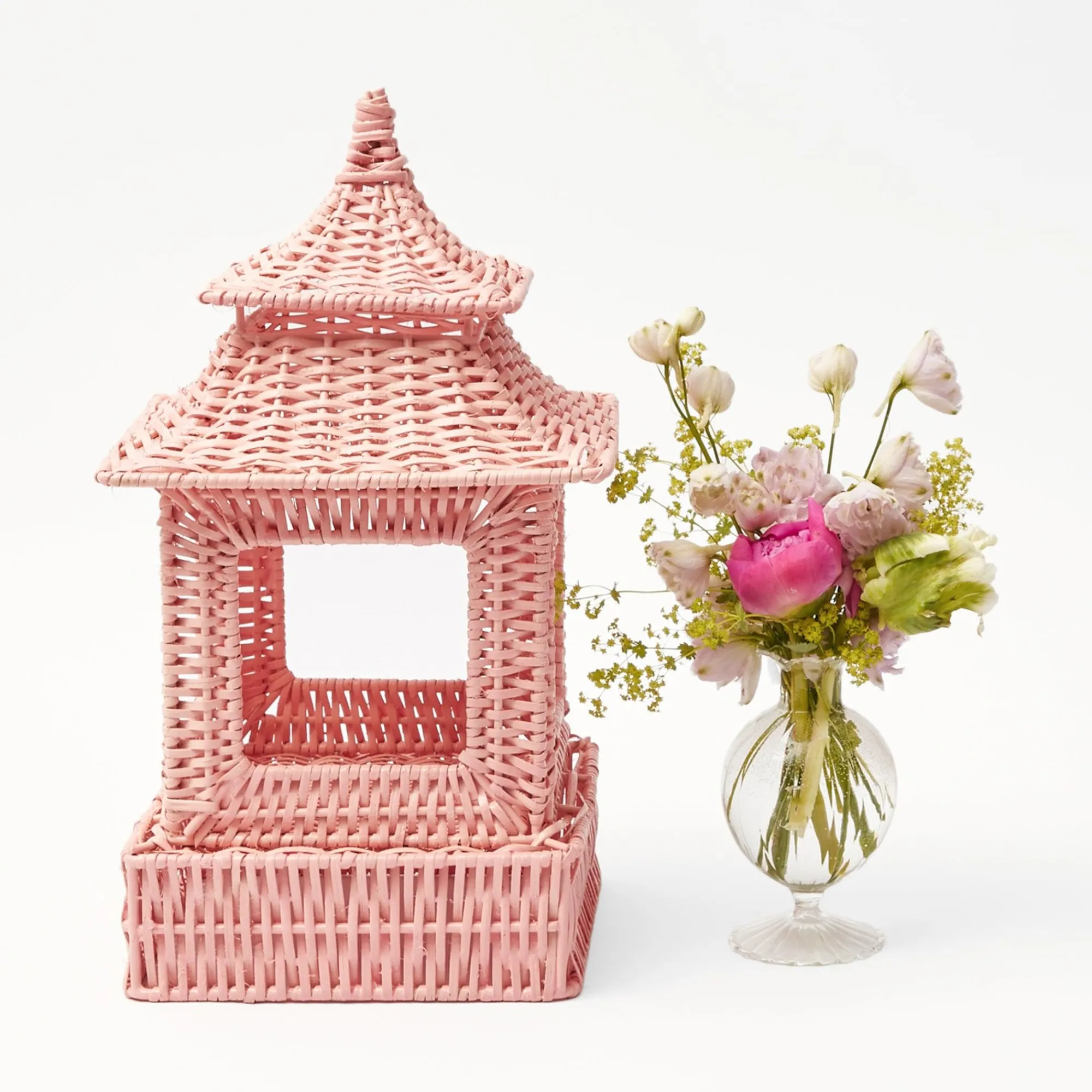 pink_rattan_pagoda_lanter_11.webp Shop Pink Rattan Pagoda Lantern Set Rattan Tableware