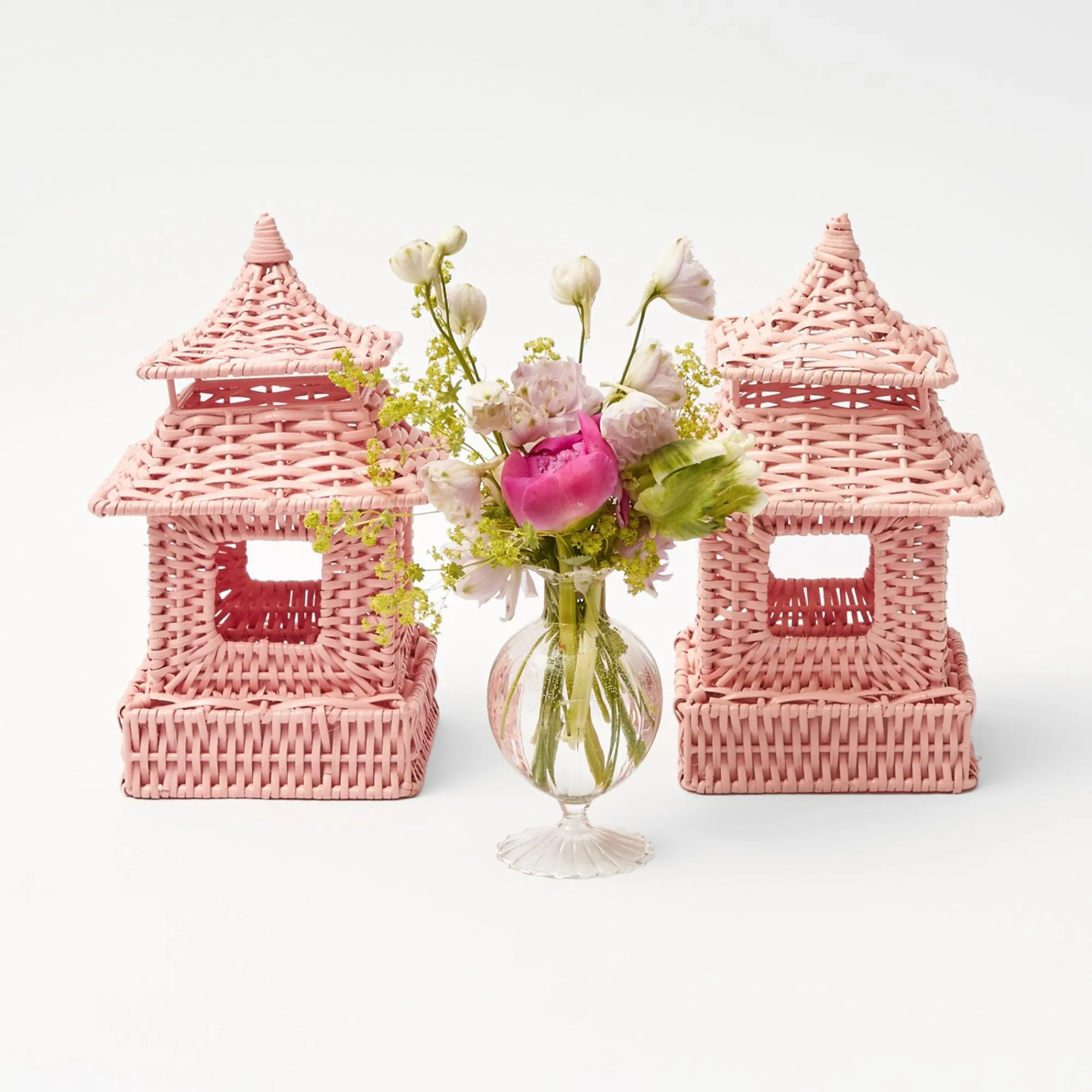 pink_rattan_pagoda_lanter_9.webp Shop Pink Rattan Pagoda Lantern Set Rattan Tableware
