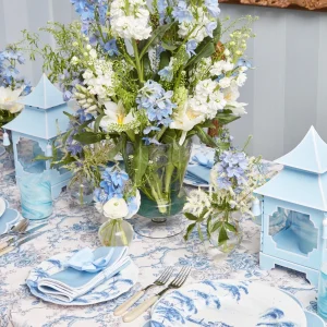 Store Powder Blue Pagoda Lantern Candle Holders