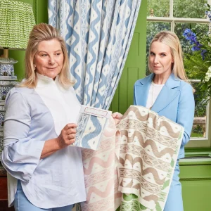 Hot Putty Ikat Stripe Fabric Serena Fresson Fabrics