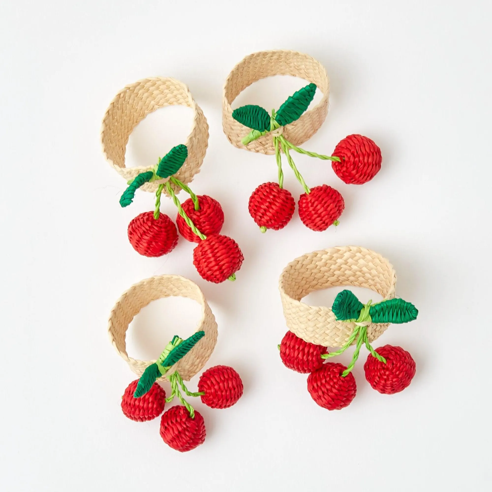 raffia_cherry_napkin_hold_10.webp Shop Raffia Cherry Napkin Holders (Set Of 4) Napkin Rings, Bows & Wreaths
