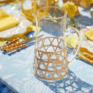 Outlet Raffia Water Glasses & Jug Set Glassware Sets