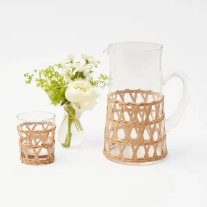 Outlet Raffia Water Glasses & Jug Set Glassware Sets
