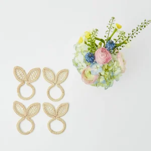 Best Rattan Bunny Napkin Rings (Set Of 4) Rattan Tableware