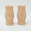 Best Rattan Hurricane Lantern (Pair) Candle Holders