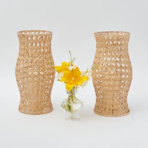 Outlet Rattan Hurricane Lantern (Pair) Pagodas & Lanterns