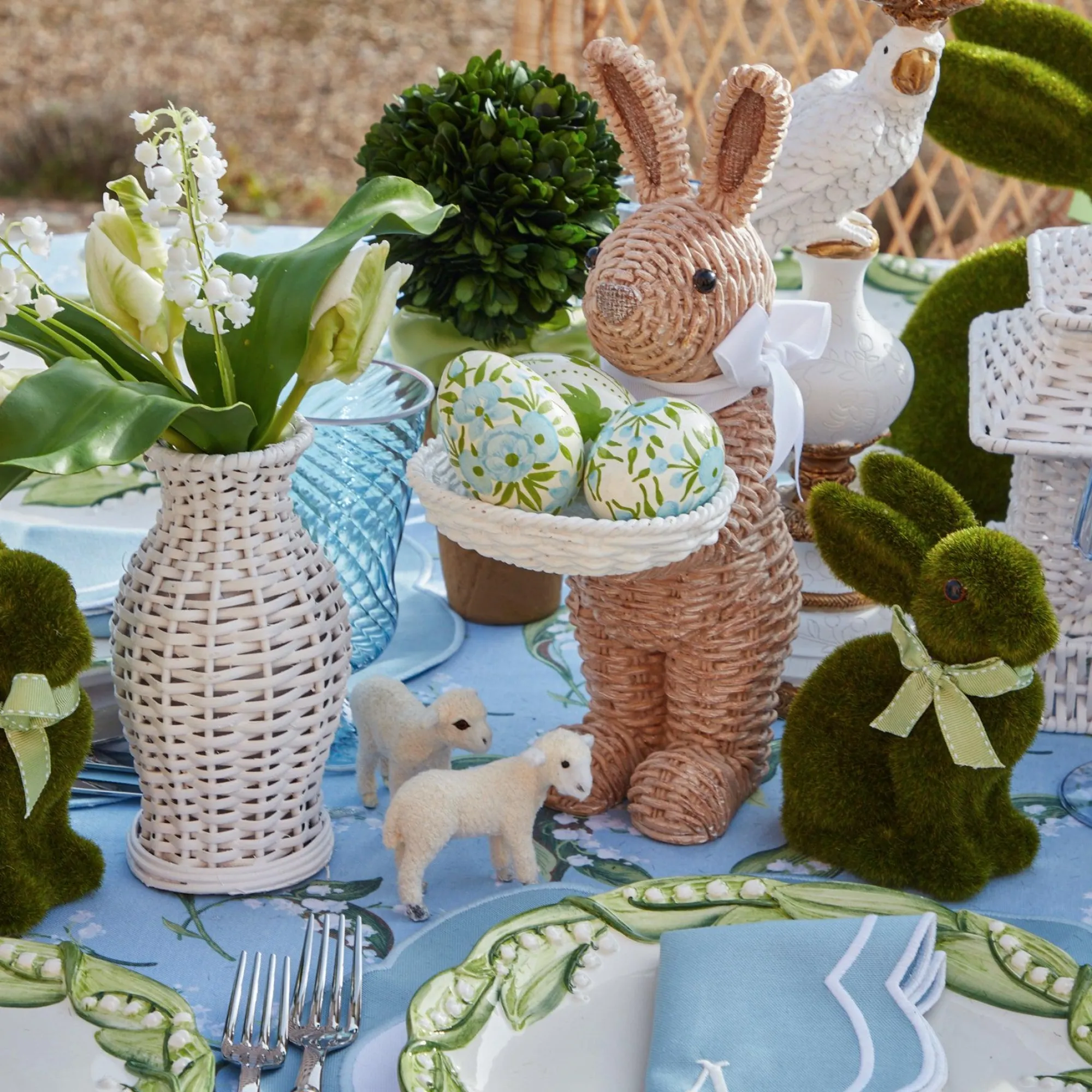 rattan_ribboned_rabbit_wi_1.webp Best Rattan Ribboned Rabbit With Basket (Pair) Rattan Tableware