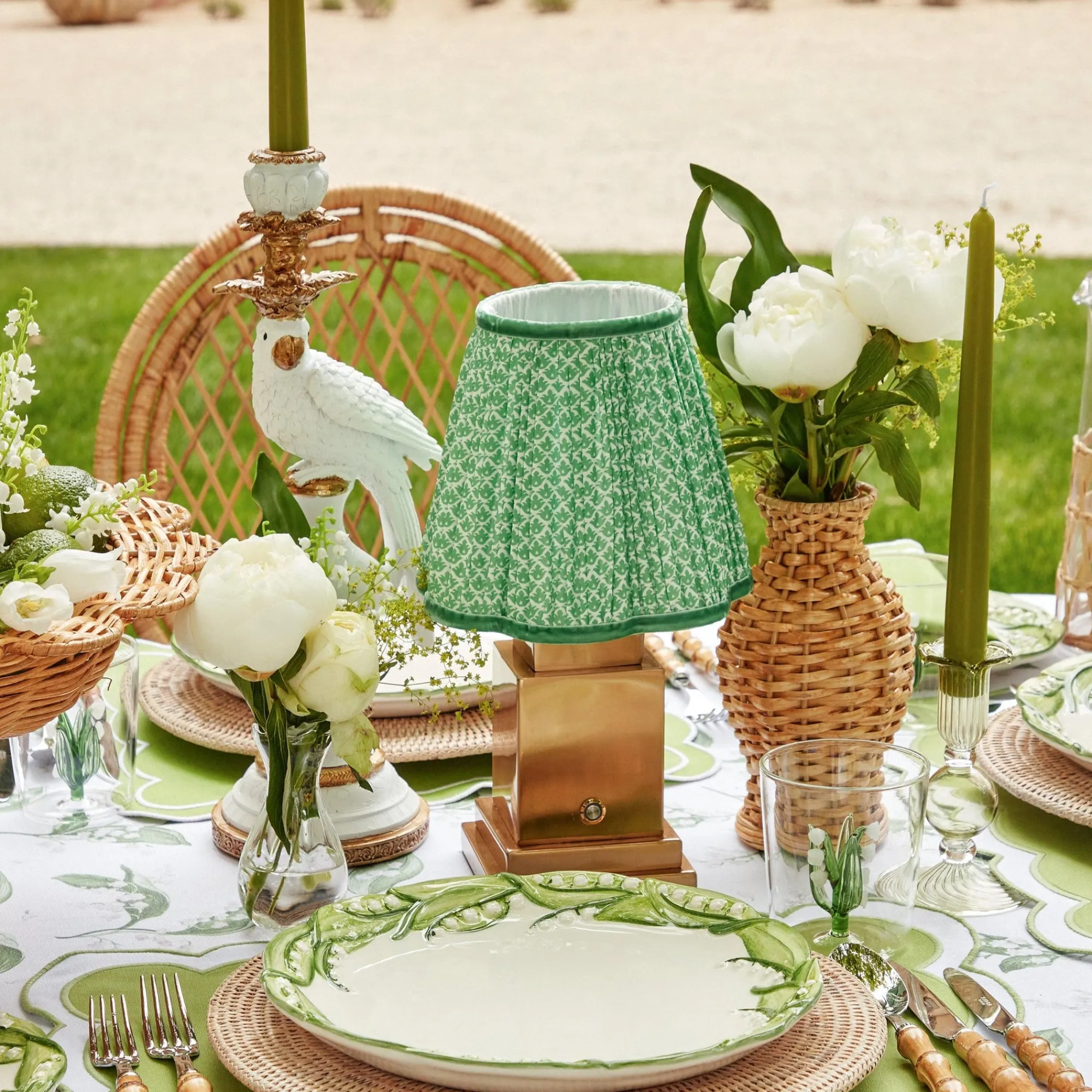 rechargeable_lamp_with_gr_2.webp Shop Rechargeable Lamp With Green Lotus Lampshade Lamps & Lighting