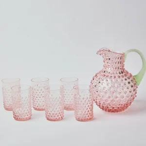 Discount Rose Hobnail Jug With Emerald Handle & Glasses (Set Of 6) Glassware Sets