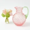 Discount Rose Hobnail Jug With Emerald Handle & Glasses (Set Of 6) Glasses