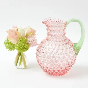 Discount Rose Hobnail Jug With Emerald Handle & Glasses (Set Of 6) Glasses