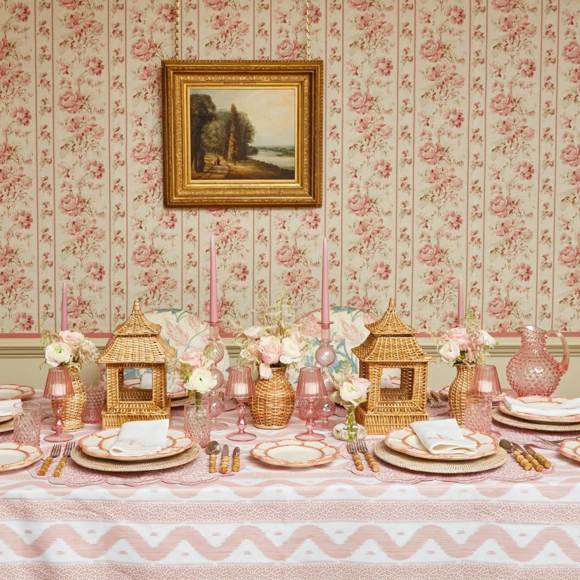 rose_pink_hobnail_water_g_1.webp Cheap Rose Pink Hobnail Water Glasses & Jug Set Glassware Sets