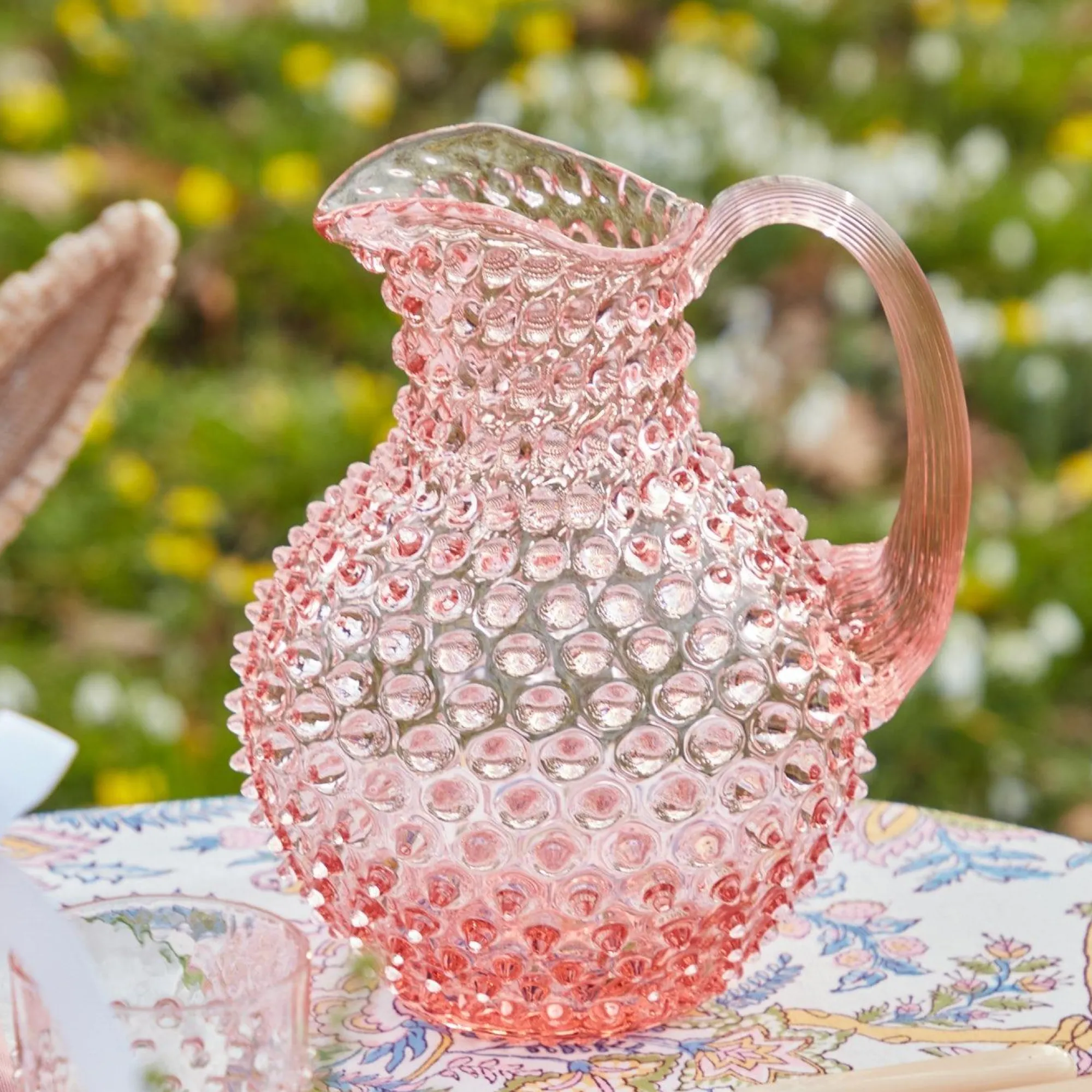rose_pink_hobnail_water_g_12.webp Cheap Rose Pink Hobnail Water Glasses & Jug Set Glassware Sets