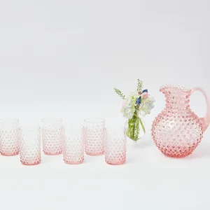Cheap Rose Pink Hobnail Water Glasses & Jug Set Glassware Sets