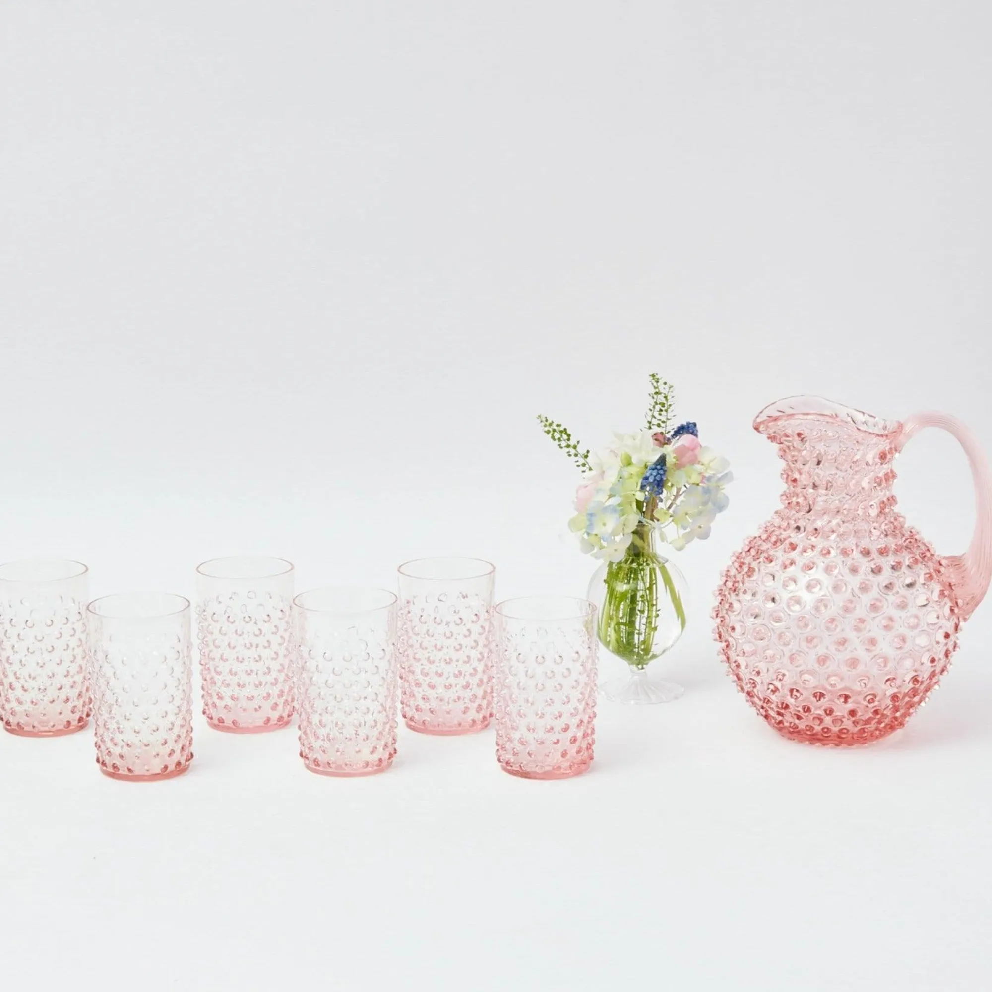 rose_pink_hobnail_water_g_16.webp Cheap Rose Pink Hobnail Water Glasses & Jug Set Glassware Sets