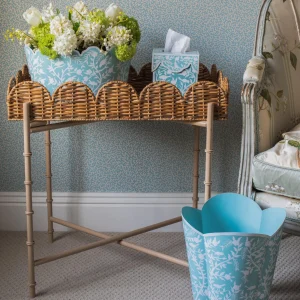 Cheap Scalloped Rattan Tray With Stand Trays & Liners