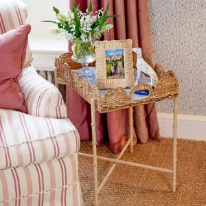 Hot Scalloped Rattan Tray With Stand Rattan Furniture