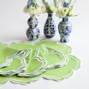 Outlet Serena Apple Green Scalloped Placemats (Set Of 4) Placemats