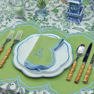 Hot Serena Apple Green With Blue Placemats (Set Of 4) Placemats
