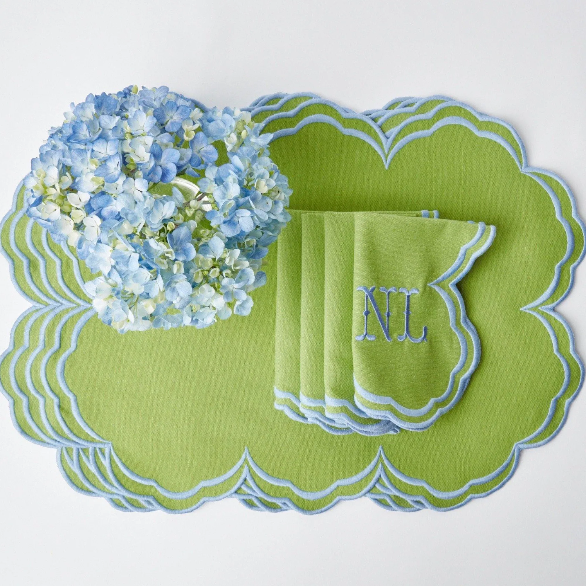 serena_apple_green_with_b_8.webp Cheap Serena Apple Green With Blue Napkins (Set Of 4) Napkins