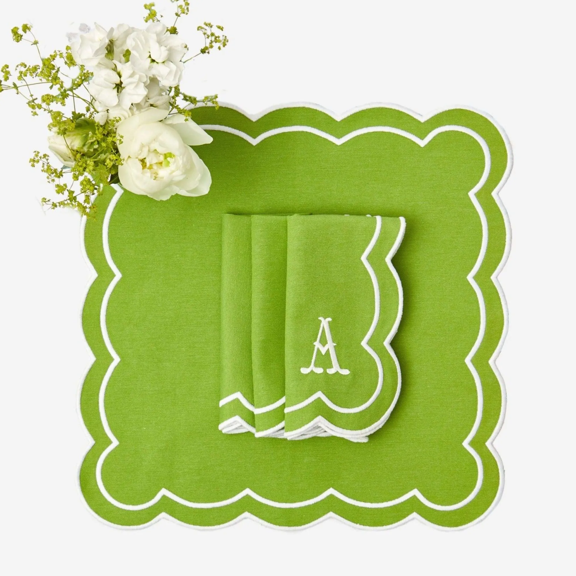 serena_applique_green_nap_0.webp Flash Sale Serena Applique Green Napkins (Set Of 4) Napkins