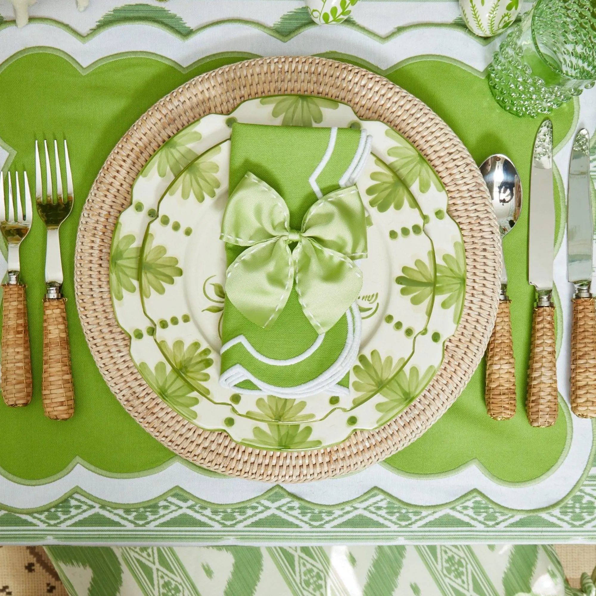 serena_applique_green_nap_11.webp Flash Sale Serena Applique Green Napkins (Set Of 4) Napkins