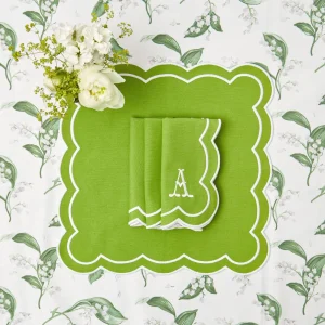 Outlet Serena Applique Green Placemats & Napkins (Set Of 4) Table Linen Sets